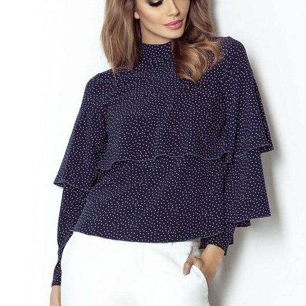Chic Ruffled Blouse With Silver Accents Elegant Top - Très Elite