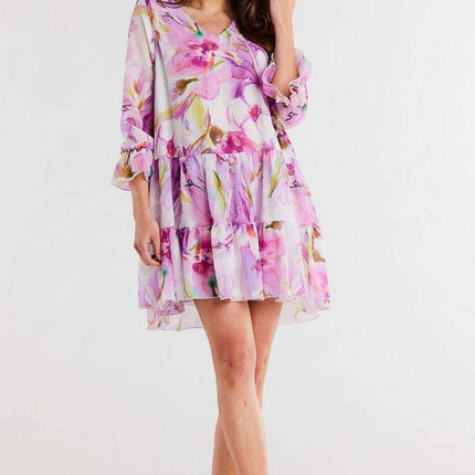 Chic Ruffled Chiffon Day Dress - Très Elite
