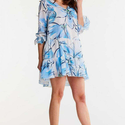 Chic Ruffled Chiffon Day Dress - Très Elite