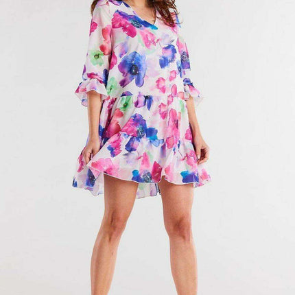 Chic Ruffled Chiffon Day Dress - Très Elite