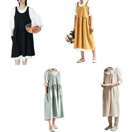 Chic Ruffled Cotton-Linen Apron for Women - Ideal for Cooking and Floral Creativity - Très Elite