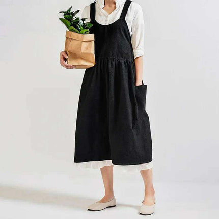 Chic Ruffled Cotton-Linen Apron for Women - Ideal for Cooking and Floral Creativity - Très Elite