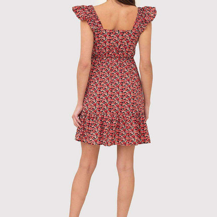 Chic Ruffled Floral Mini Dress with Elastic Waist for Summer