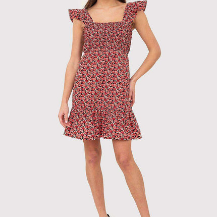 Chic Ruffled Floral Mini Dress with Elastic Waist for Summer