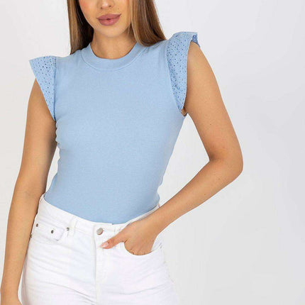Chic Ruffled Sleeve Cotton Blouse From Rue Paris Europe - Très Elite