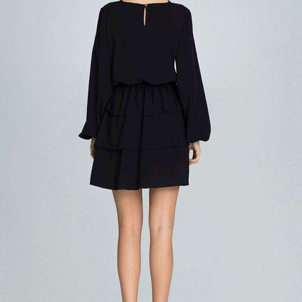 Chic Ruffled Waist Long Sleeve Dress - Très Elite