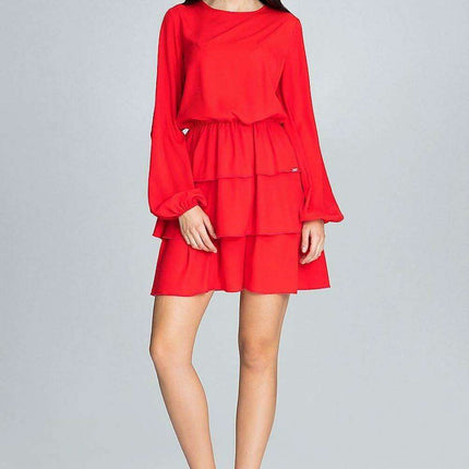 Chic Ruffled Waist Long Sleeve Dress - Très Elite
