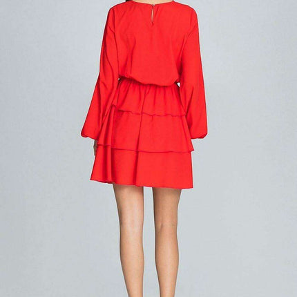 Chic Ruffled Waist Long Sleeve Dress - Très Elite
