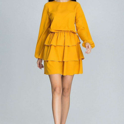Chic Ruffled Waist Long Sleeve Dress - Très Elite