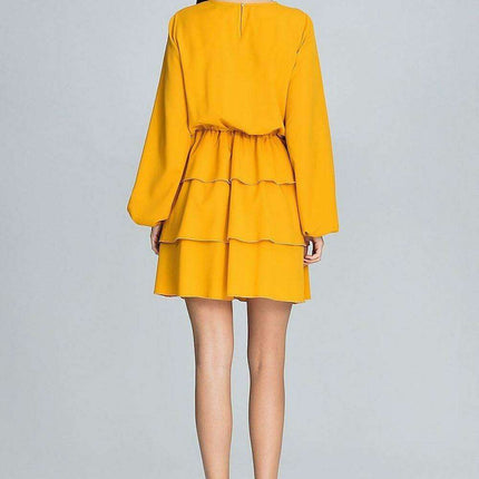 Chic Ruffled Waist Long Sleeve Dress - Très Elite