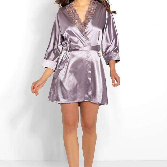 Chic Satin Cuffed Sleeve Kimono Robe for Ultimate Comfort - Très Elite