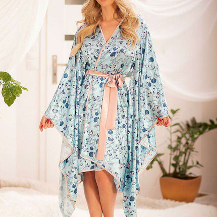 Chic Satin Springtime Lounge Robe - Très Elite