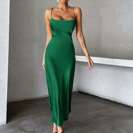 Chic Satin Suspender Cocktail Dress for Women - Très Elite