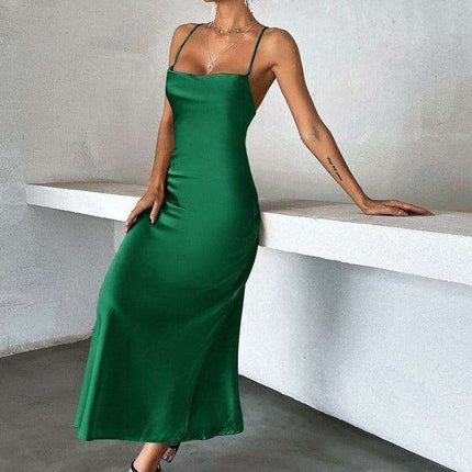 Chic Satin Suspender Cocktail Dress for Women - Très Elite