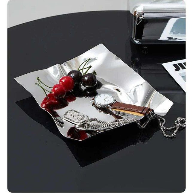 Chic Scandinavian Stainless Steel Tray - Ideal for Jewelry and Fruit Display