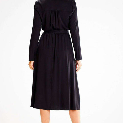 Chic Shawl Collar Flared Elegant Dress - Très Elite