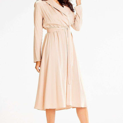 Chic Shawl Collar Flared Elegant Dress - Très Elite