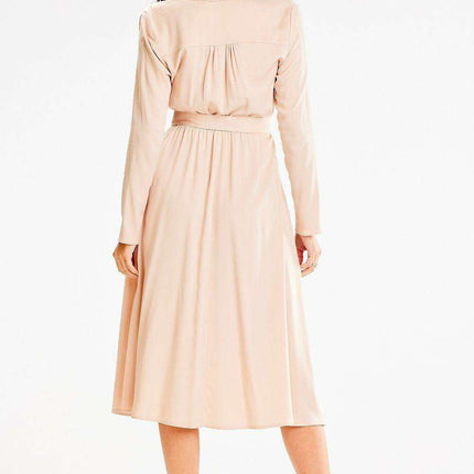 Chic Shawl Collar Flared Elegant Dress - Très Elite