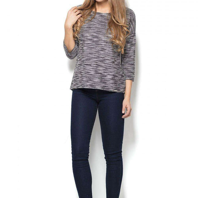 Chic Sheer-Back Mélange Top