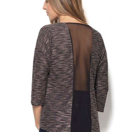 Chic Sheer-Back Mélange Top - Très Elite