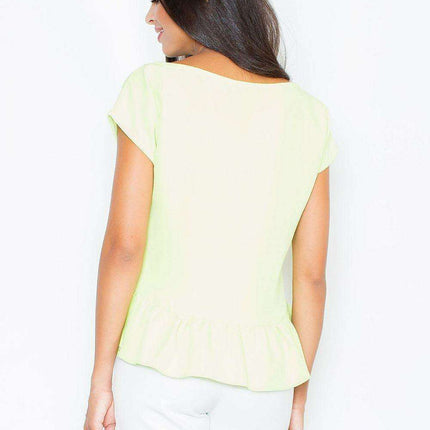 Chic Short Sleeve Frilled Blouse for Women in Figl Design with Exquisite Details - Très Elite