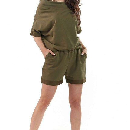 Chic Short Sleeve Jumpsuit with Adjustable Elastic Waist for Every Occasion - Très Elite