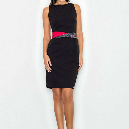 Chic Sleeveless Dress with Stylish Two-Tone Waistbelt - Très Elite