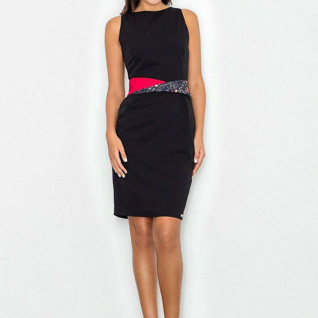 Chic Sleeveless Dress with Stylish Two-Tone Waistbelt