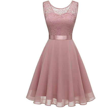 Chic Sleeveless Pink Lace Gown for Bridesmaids and Wedding Guests - Perfect for 2024 Celebrations - Très Elite