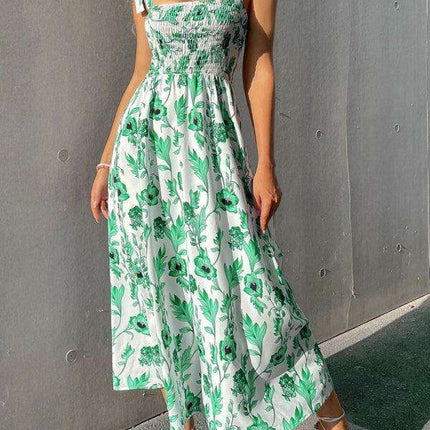 Chic Sleeveless Sling Print Maxi Dress for Effortless Elegance