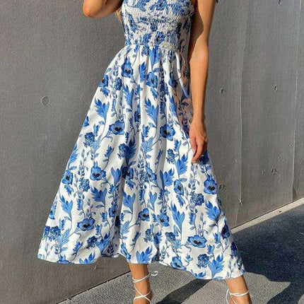 Chic Sleeveless Sling Print Maxi Dress for Effortless Elegance