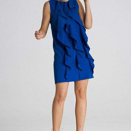 Chic Sleeveless Trapeze Cocktail Dress with Ruffle Accents - Très Elite