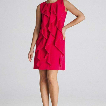 Chic Sleeveless Trapeze Cocktail Dress with Ruffle Accents - Très Elite