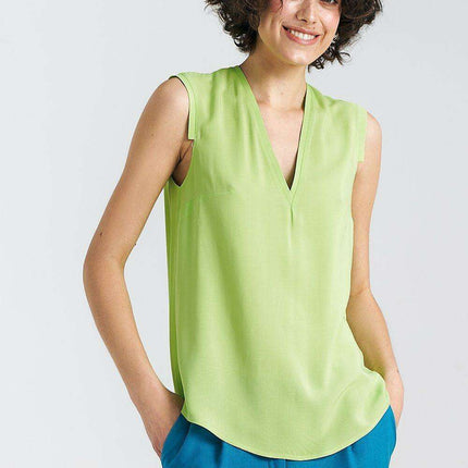 Chic Sleeveless Viscose Blouse With Pleated Details