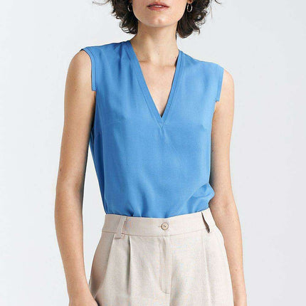 Chic Sleeveless Viscose Blouse With Pleated Details
