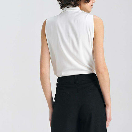 Chic Sleeveless Viscose Blouse With Timeless Collar - Très Elite