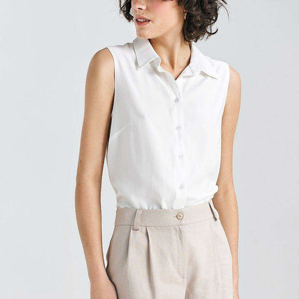 Chic Sleeveless Viscose Blouse With Timeless Collar - Très Elite