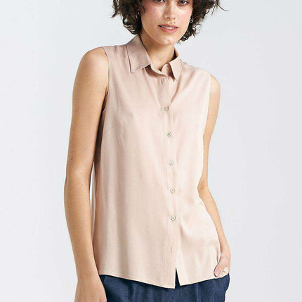 Chic Sleeveless Viscose Blouse With Timeless Collar - Très Elite