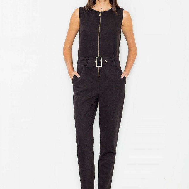 Chic Sleeveless Women's Jumpsuit with Customizable Waist Belt