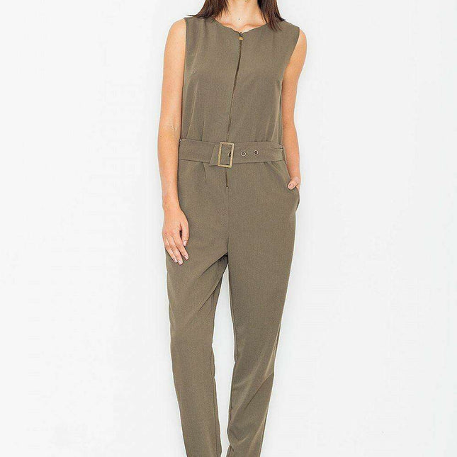 Chic Sleeveless Zip Jumpsuit with Adjustable Waist - Essential Fashion for Women