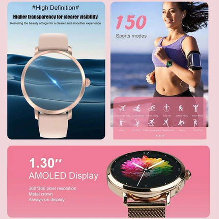 Chic Smart NFC Watch for Women with Bluetooth Calling, GPS, and Health Monitoring - Très Elite