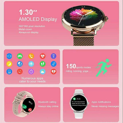 Chic Smart NFC Watch for Women with Bluetooth Calling, GPS, and Health Monitoring - Très Elite
