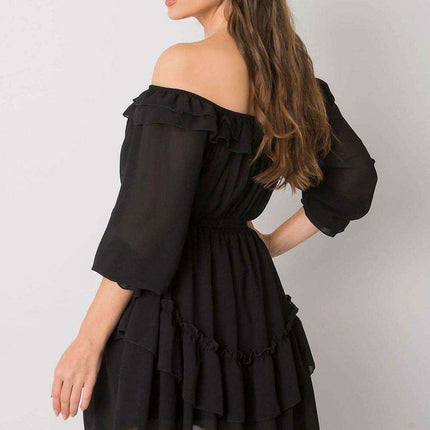 Chic Spanish-inspired Dress with Frilly Details and Tie - Versatile Elegance - Très Elite