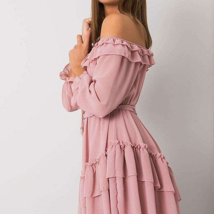 Chic Spanish-inspired Dress with Frilly Details and Tie - Versatile Elegance - Très Elite