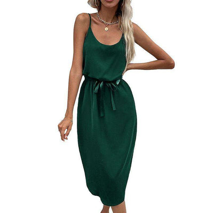 Chic Split Suspender Midi Dress - Essential Addition to Women's Fashion Collection - Très Elite