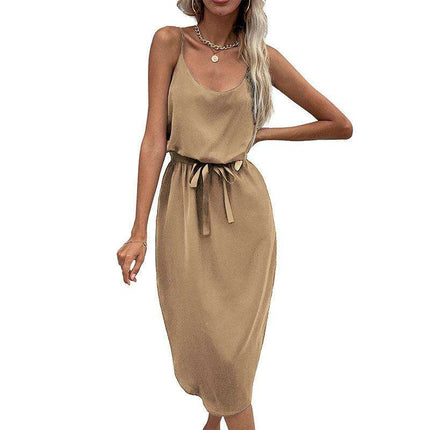 Chic Split Suspender Midi Dress - Essential Addition to Women's Fashion Collection - Très Elite