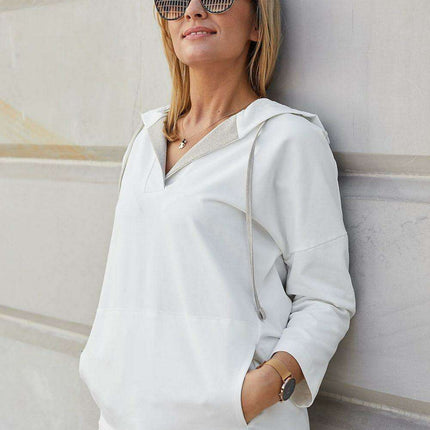 Chic Sporty Knit Hoodie Sweater