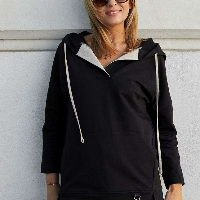 Chic Sporty Knit Hoodie Sweater