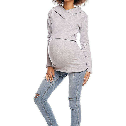 Chic Sporty Maternity Hoodie with Hidden Nursing Feature - Très Elite