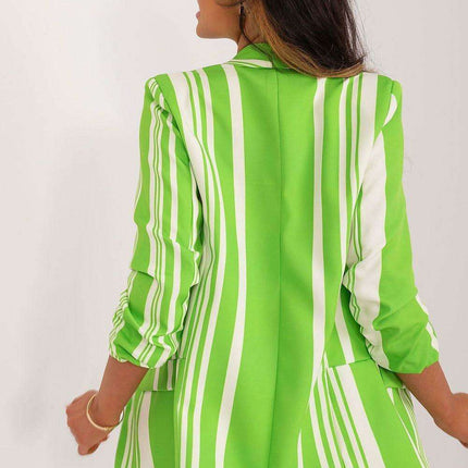 Chic Spring Striped Blazer With Three Quarter Sleeves - Très Elite
